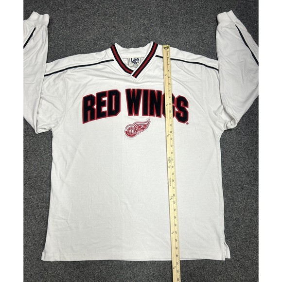 Vintage Lee Sport NHL Detroit Red Wings White V-Neck Spellout Sweatshirt Size XL - Picture 8 of 10